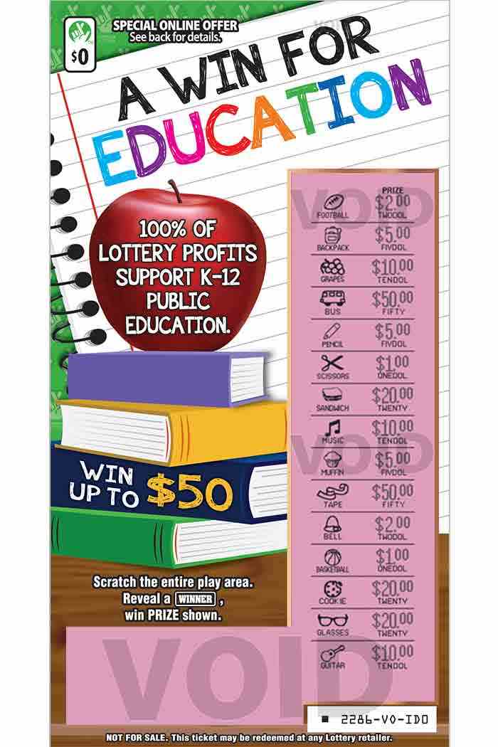A Win For Education scratchcard - game number #2286 - front-scratched