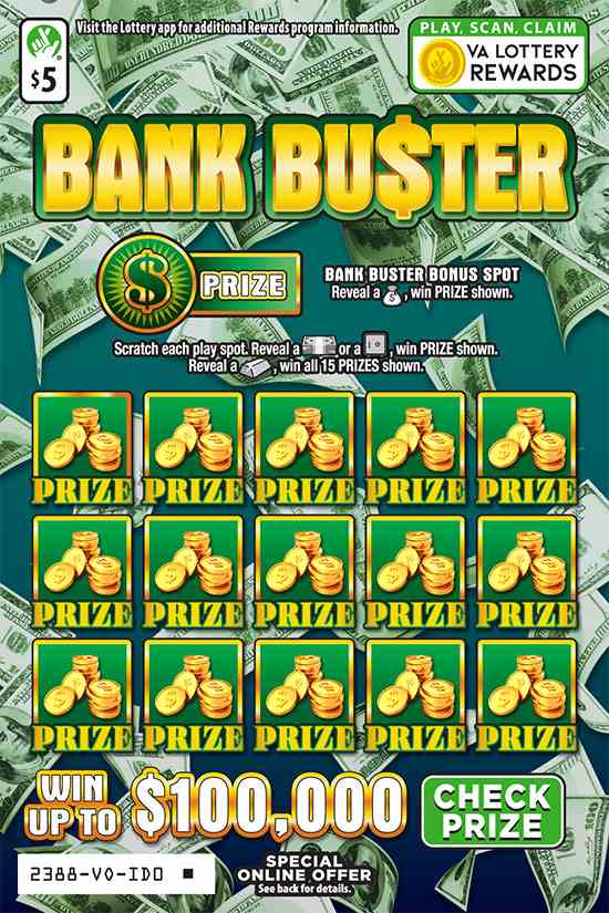 Bank Buster scratchcard - game number #2388 - front