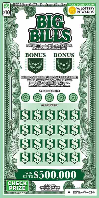 Big Bills scratchcard - game number #2396 - front