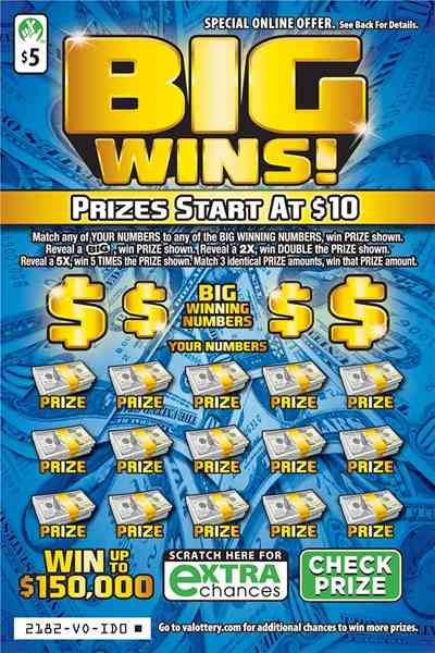 Big Wins!                                          scratchcard - game number #2182 - front