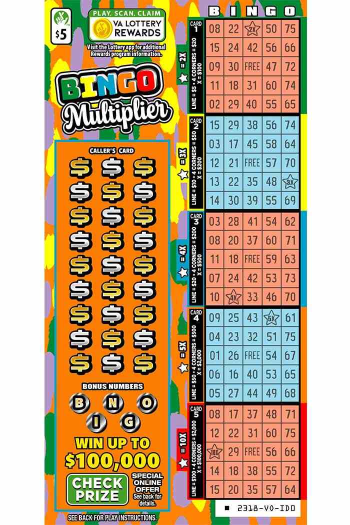 Bingo Multiplier scratchcard - game number #2318 - front
