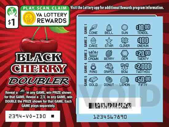 Black Cherry Doubler scratchcard - game number #2394 - front-scratched