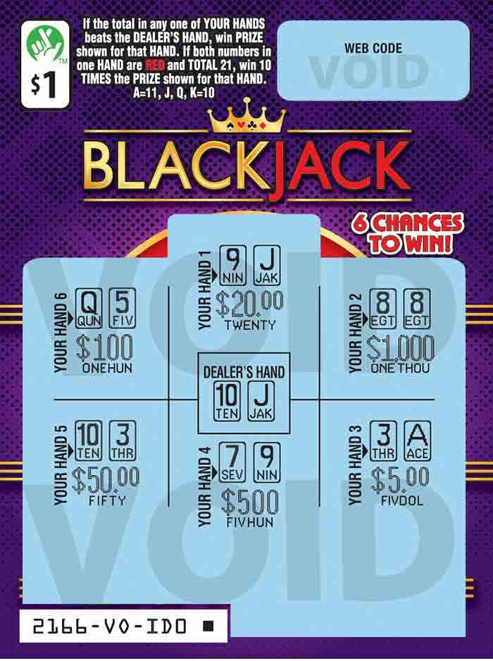 BLACKJACK                                          scratchcard - game number #2166 - front