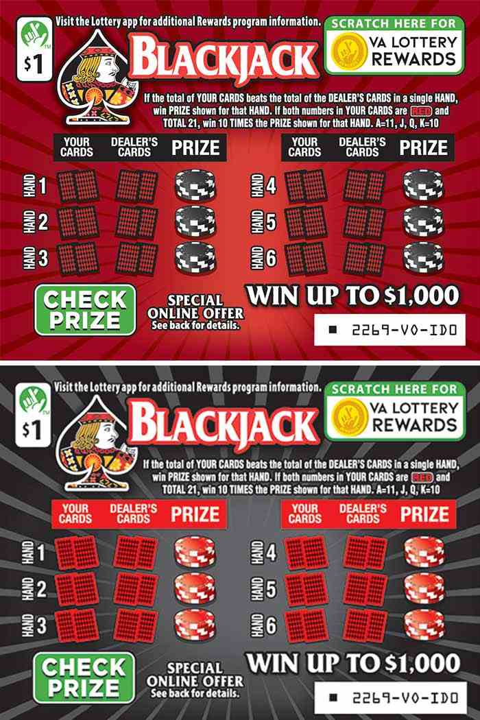 Blackjack scratchcard - game number #2269 - front