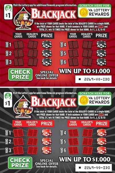 Blackjack scratchcard - game number #2269 - front