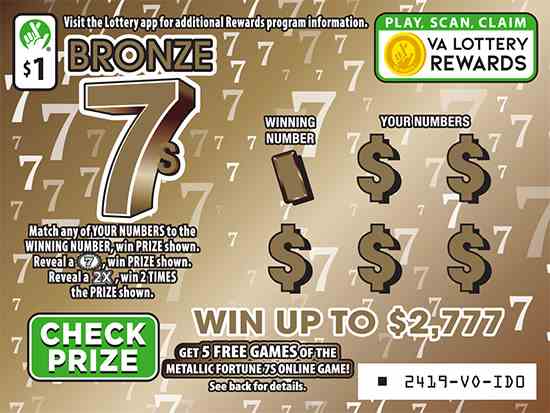 Bronze 7S scratchcard - game number #2419 - front