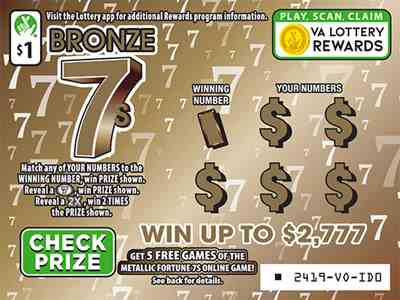 Bronze 7S scratchcard - game number #2419 - front