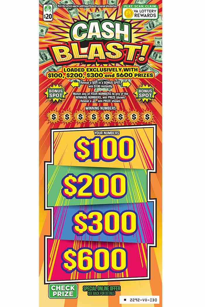 Cash Blast scratchcard - game number #2292 - front
