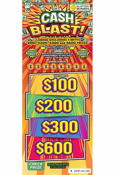 Cash Blast scratchcard - game number #2292 - front