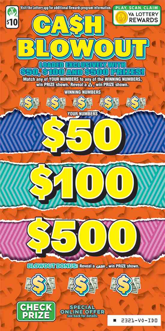 Cash Blowout scratchcard - game number #2321 - front