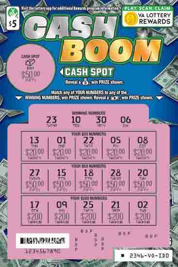 Cash Boom scratchcard - game number #2346 - front-scratched