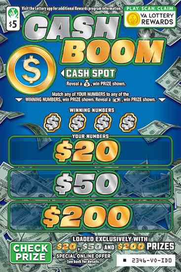 Cash Boom scratchcard - game number #2346 - front