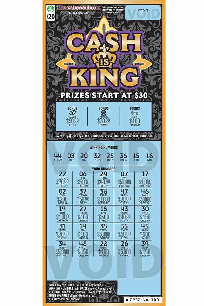 Cash Is King                                       scratchcard - game number #2232 - front