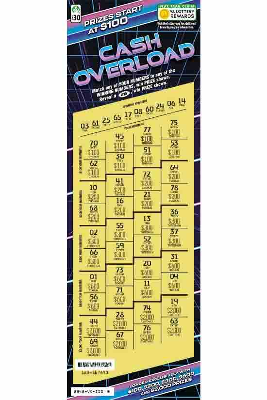 Cash Overload scratchcard - game number #2348 - front-scratched