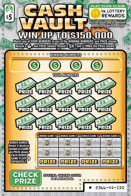 Cash Vault scratchcard - game number #2366 - front