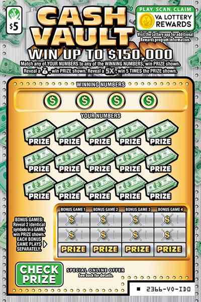 Cash Vault scratchcard - game number #2366 - front