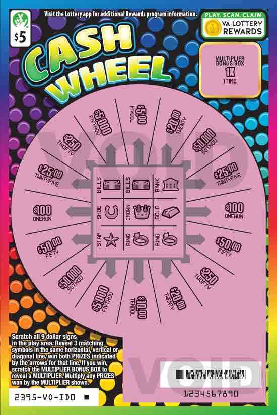 Cash Wheel scratchcard - game number #2395 - front-scratched