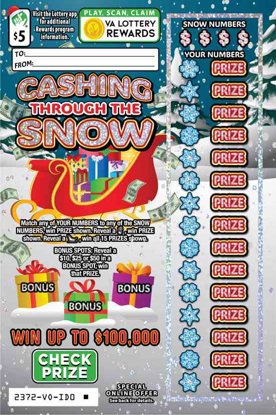 Cashing Through The Snow scratchcard - game number #2372 - front