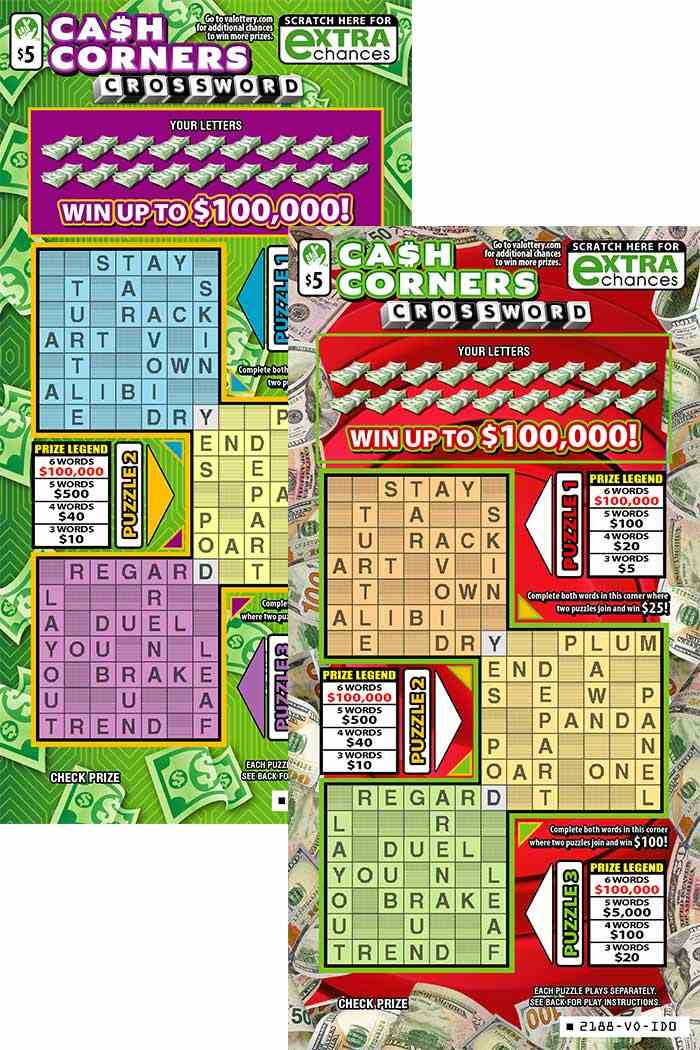 Crossword Ca$H Corners scratchcard - game number #2188 - front