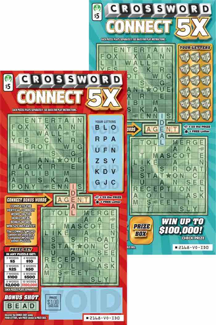 Crossword Connect 5X Series                        scratchcard - game number #2168 - front