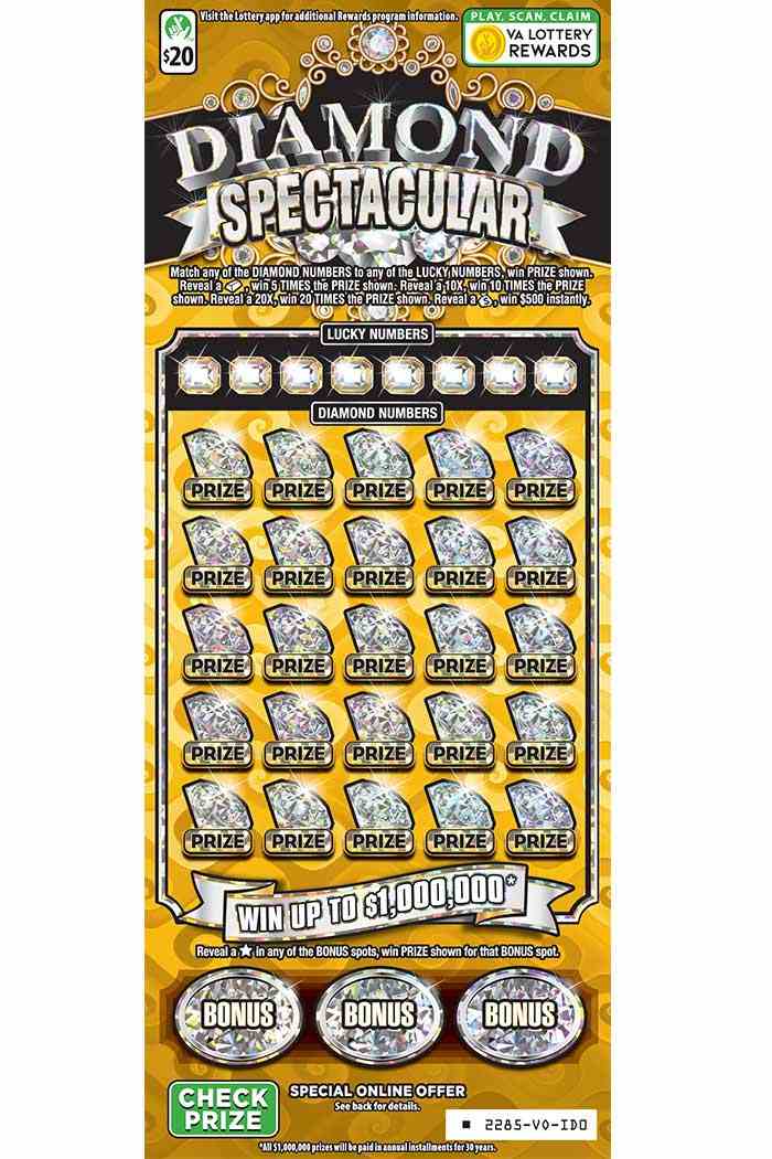 Diamond Spectacular scratchcard - game number #2285 - front