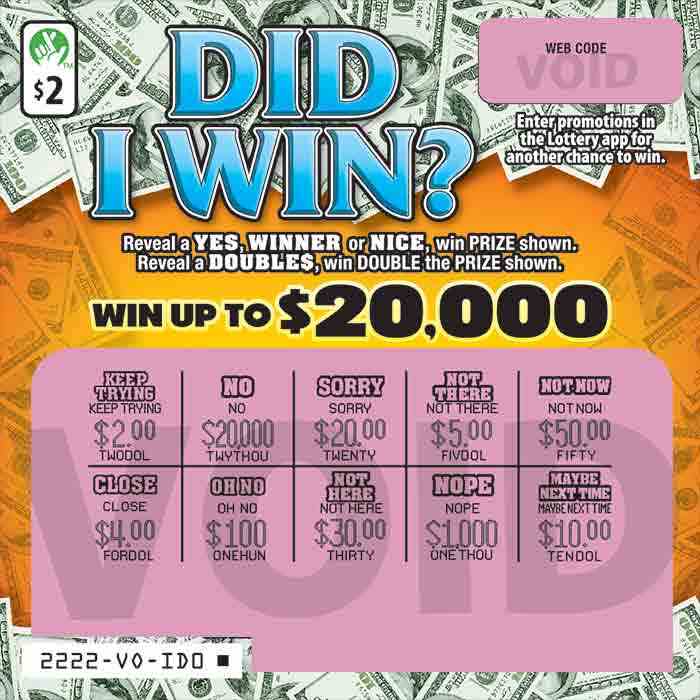 Did I Win?                                         scratchcard - game number #2222 - front