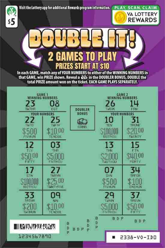 Double It scratchcard - game number #2338 - front-scratched