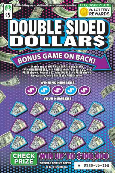 Double Sided Dollars scratchcard - game number #2352 - front