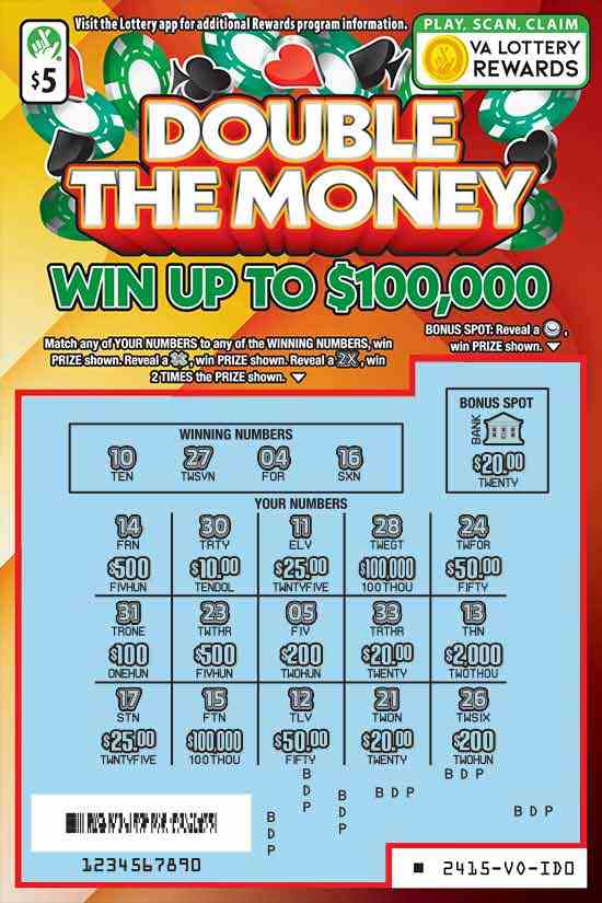 Double The Money scratchcard - game number #2415 - front-scratched