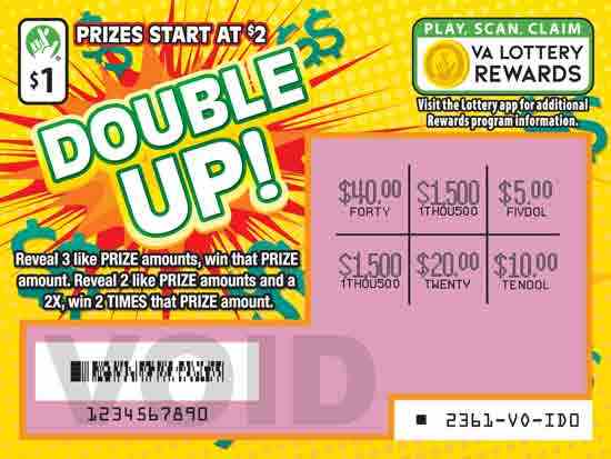 Double Up! scratchcard - game number #2361 - front-scratched