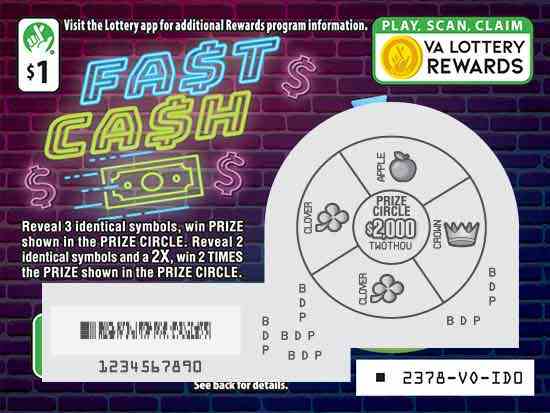 Fast Cash scratchcard - game number #2378 - front-scratched