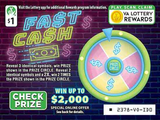 Fast Cash scratchcard - game number #2378 - front