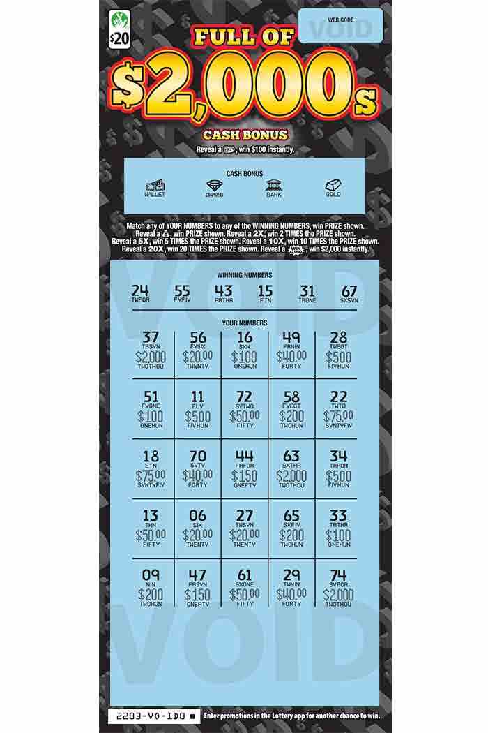 Full of $2,000s                                    scratchcard - game number #2203 - front