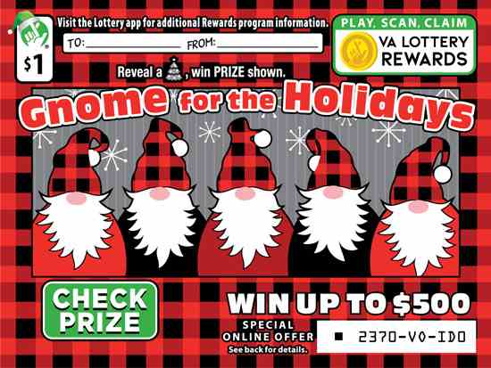 Gnome For The Holidays scratchcard - game number #2370 - front