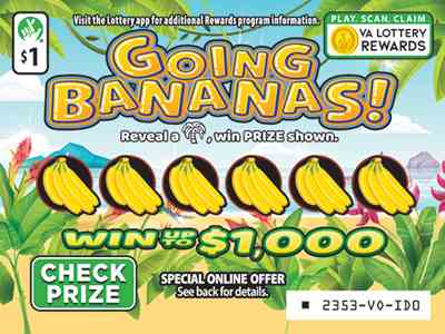 Going Bananas scratchcard - game number #2353 - front