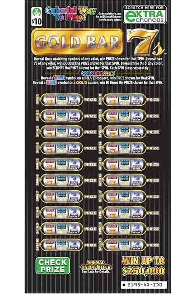 Gold Bar 7s                                        scratchcard - game number #2195 - front