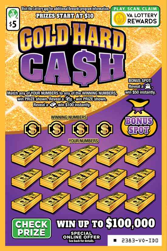 Gold Hard Cash scratchcard - game number #2383 - front