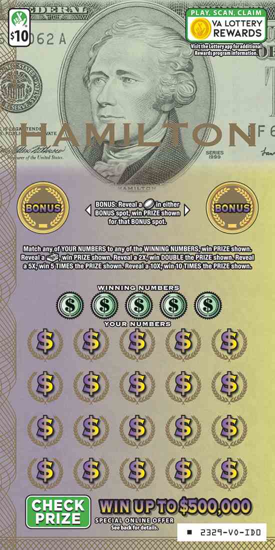 Hamilton scratchcard - game number #2329 - front