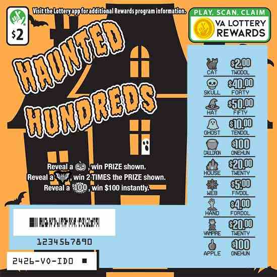 Haunted Hundreds scratchcard - game number #2426 - front-scratched