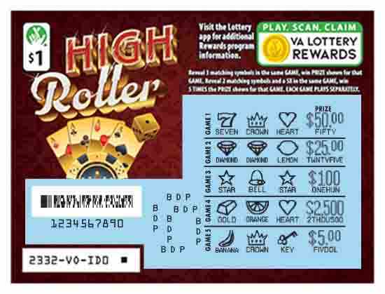High Roller scratchcard - game number #2332 - front-scratched