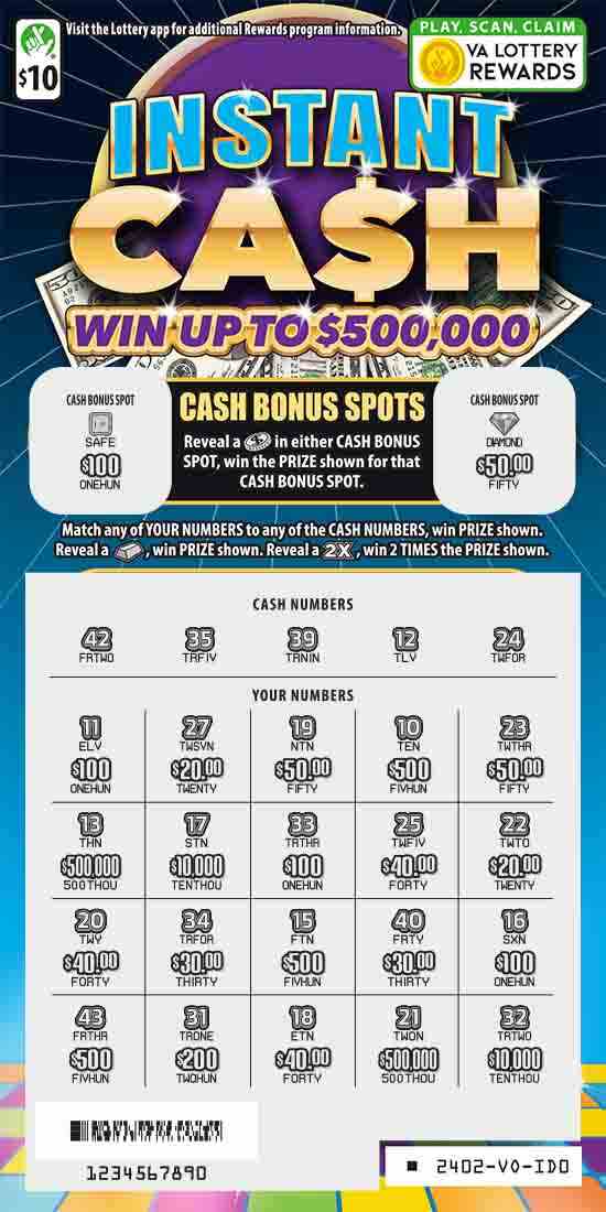 Instant Cash scratchcard - game number #2402 - front-scratched