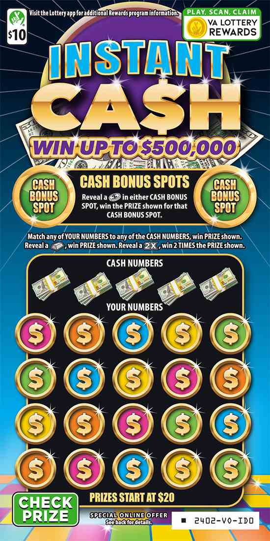 Instant Cash scratchcard - game number #2402 - front