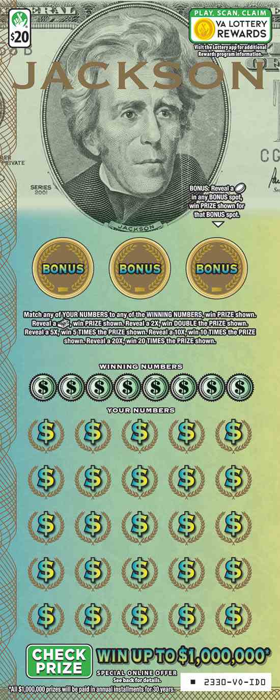 Jackson scratchcard - game number #2330 - front