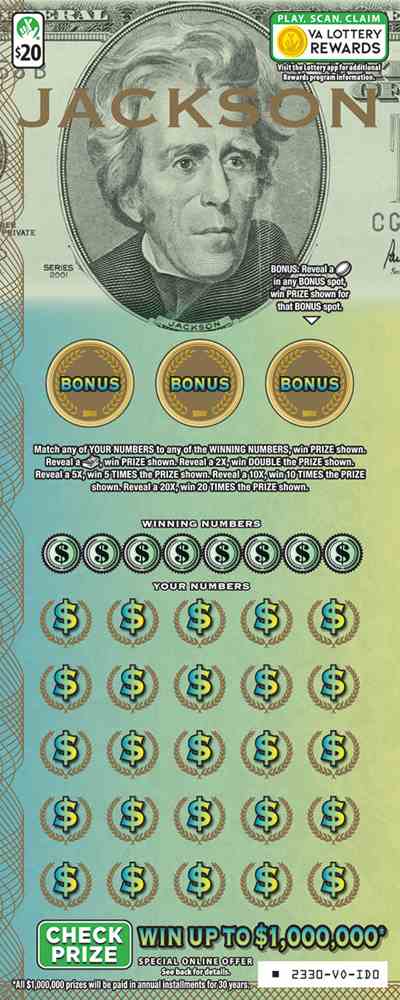 Jackson scratchcard - game number #2330 - front