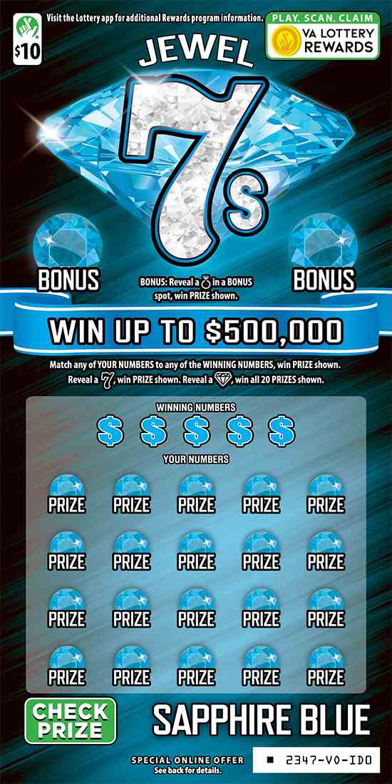 Jewel 7S scratchcard - game number #2347 - front