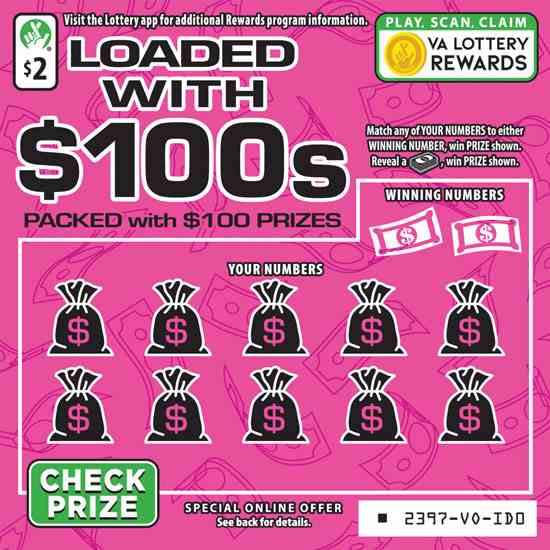 Loaded With $100S scratchcard - game number #2397 - front
