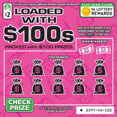 Loaded With $100S scratchcard - game number #2397 - front