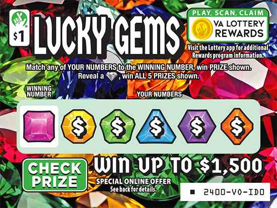 Lucky Gems scratchcard - game number #2400 - front