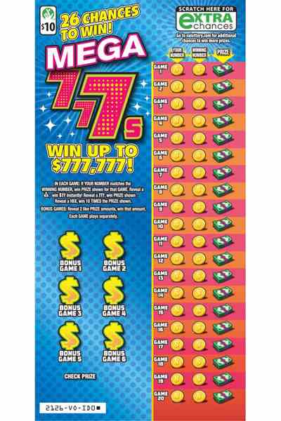 Mega 777s                                          scratchcard - game number #2126 - front