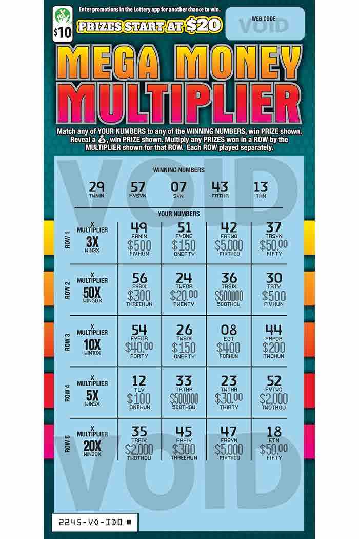 Mega Money Multiplier                              scratchcard - game number #2245 - front